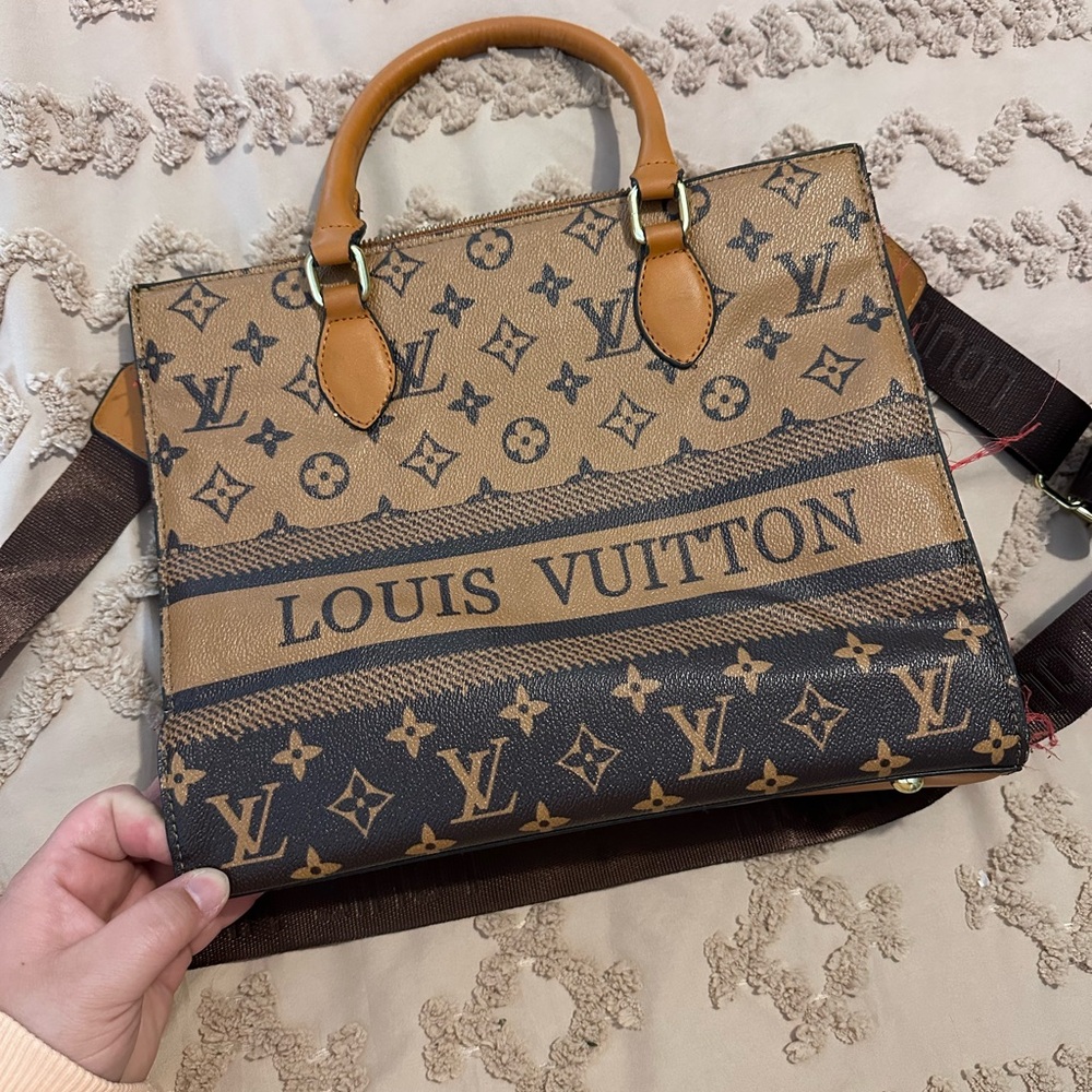 Tan and Brown Monogram Tote